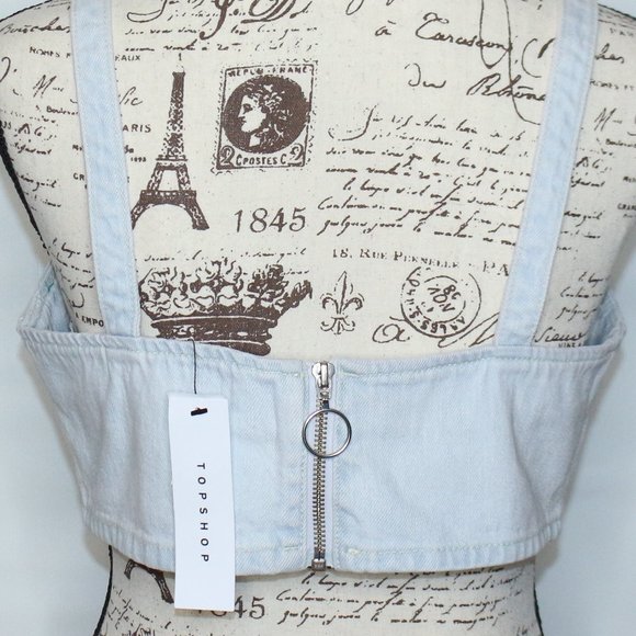 Topshop Denim Country Crop Top NWT Size 8 - Picture 2 of 4